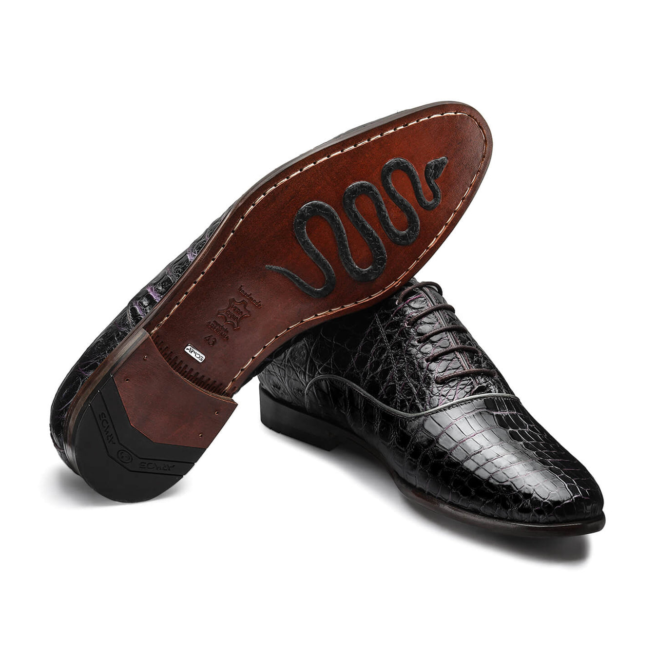 Մանուշակագույն կոշիկներ կոկորդիլոսի կաշվից