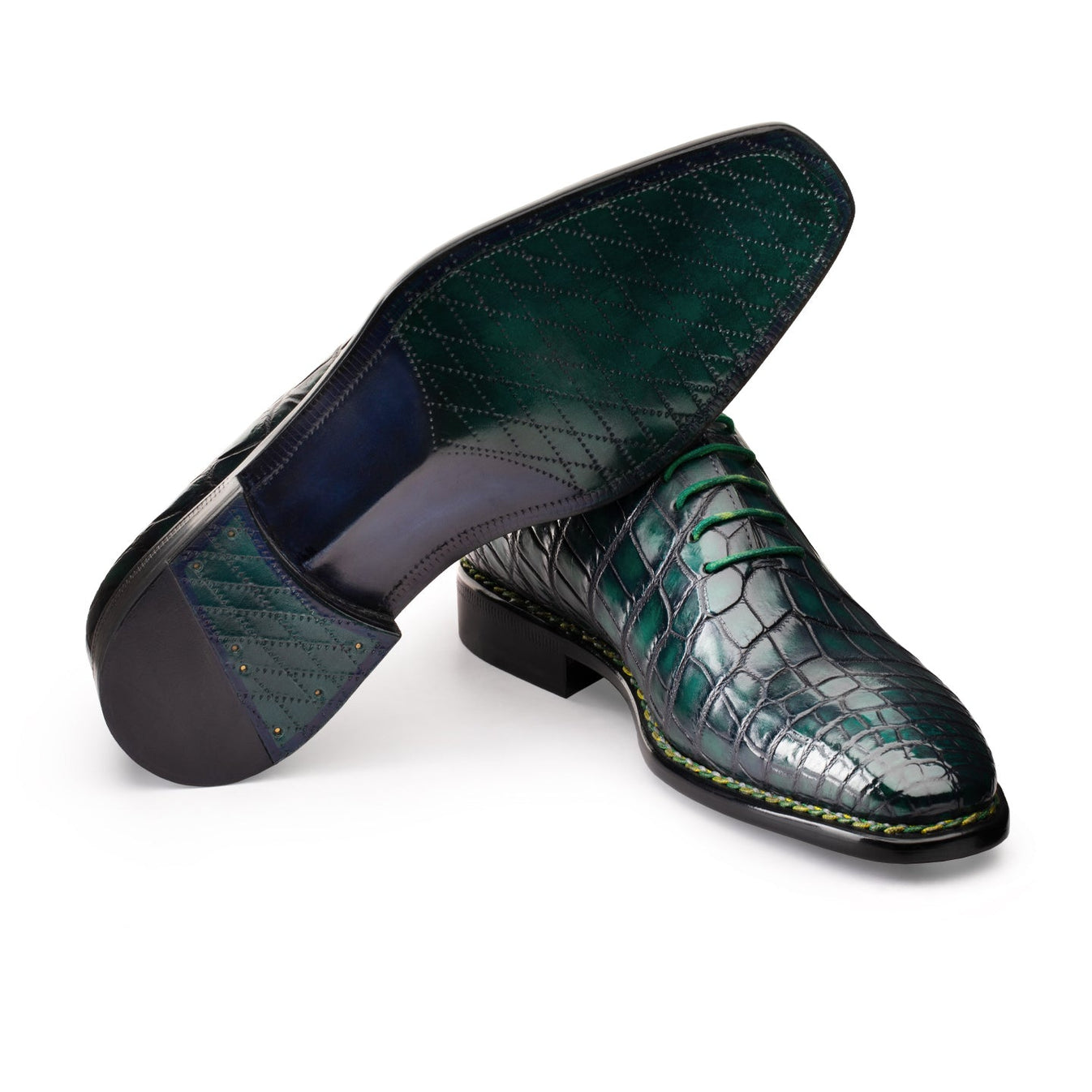 Զմրուխտյա օքսֆորդներ էկզոտիկ կաշվից