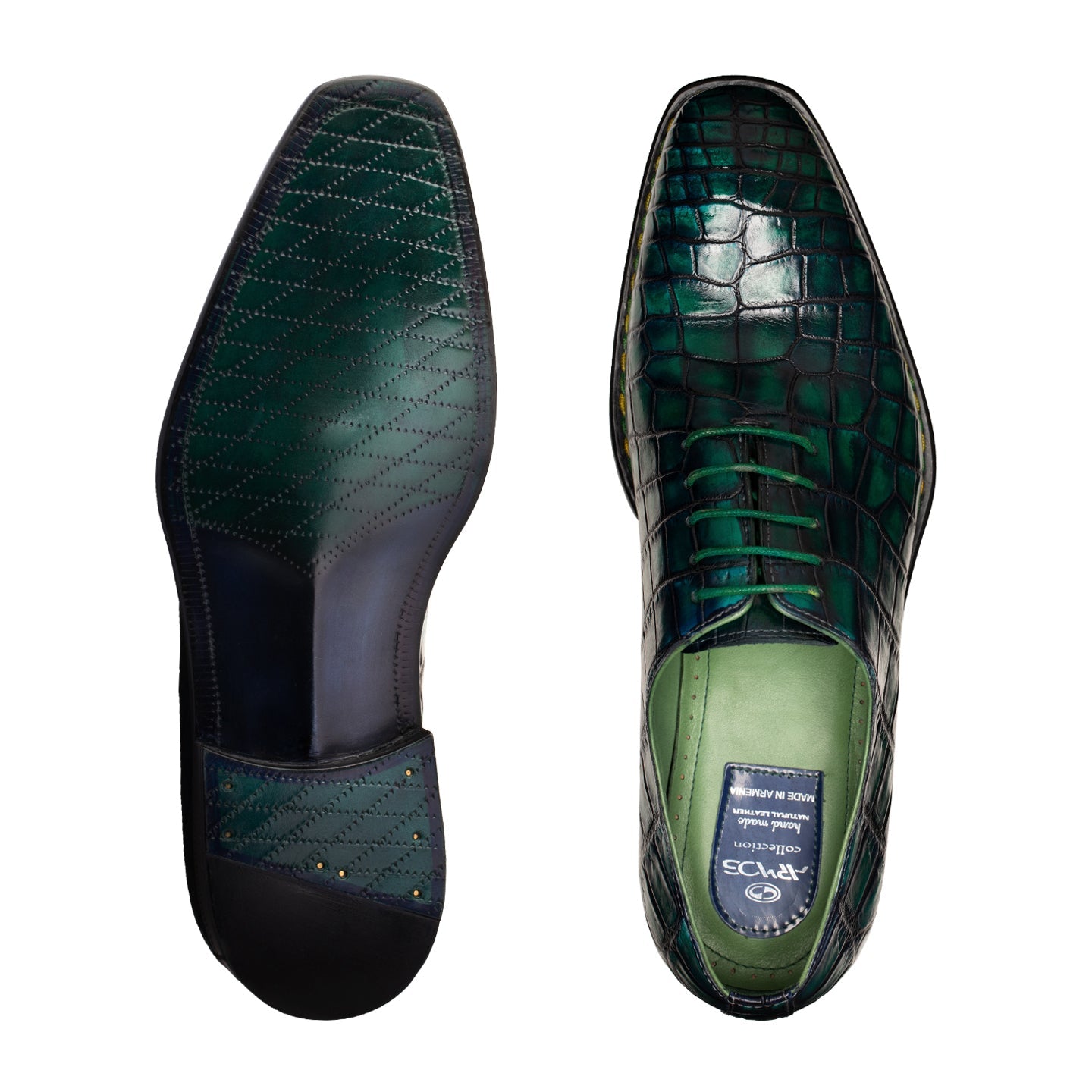 Զմրուխտյա օքսֆորդներ էկզոտիկ կաշվից