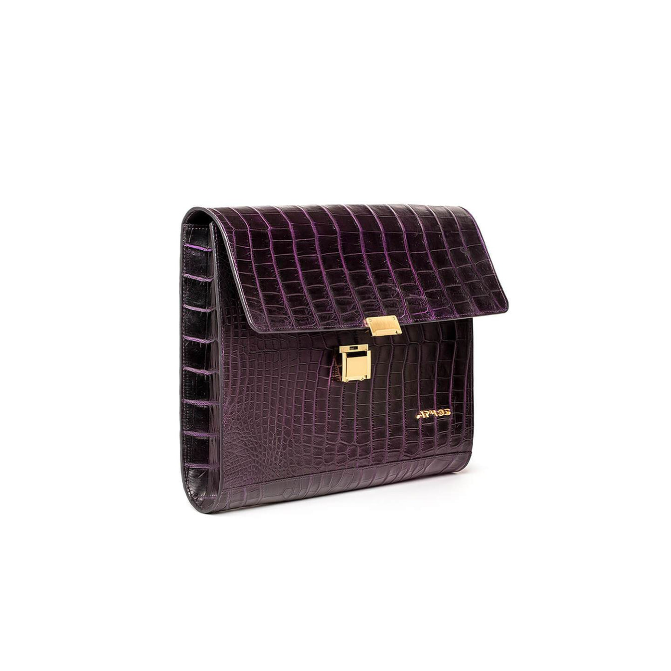 Purple brief of crocodile leather