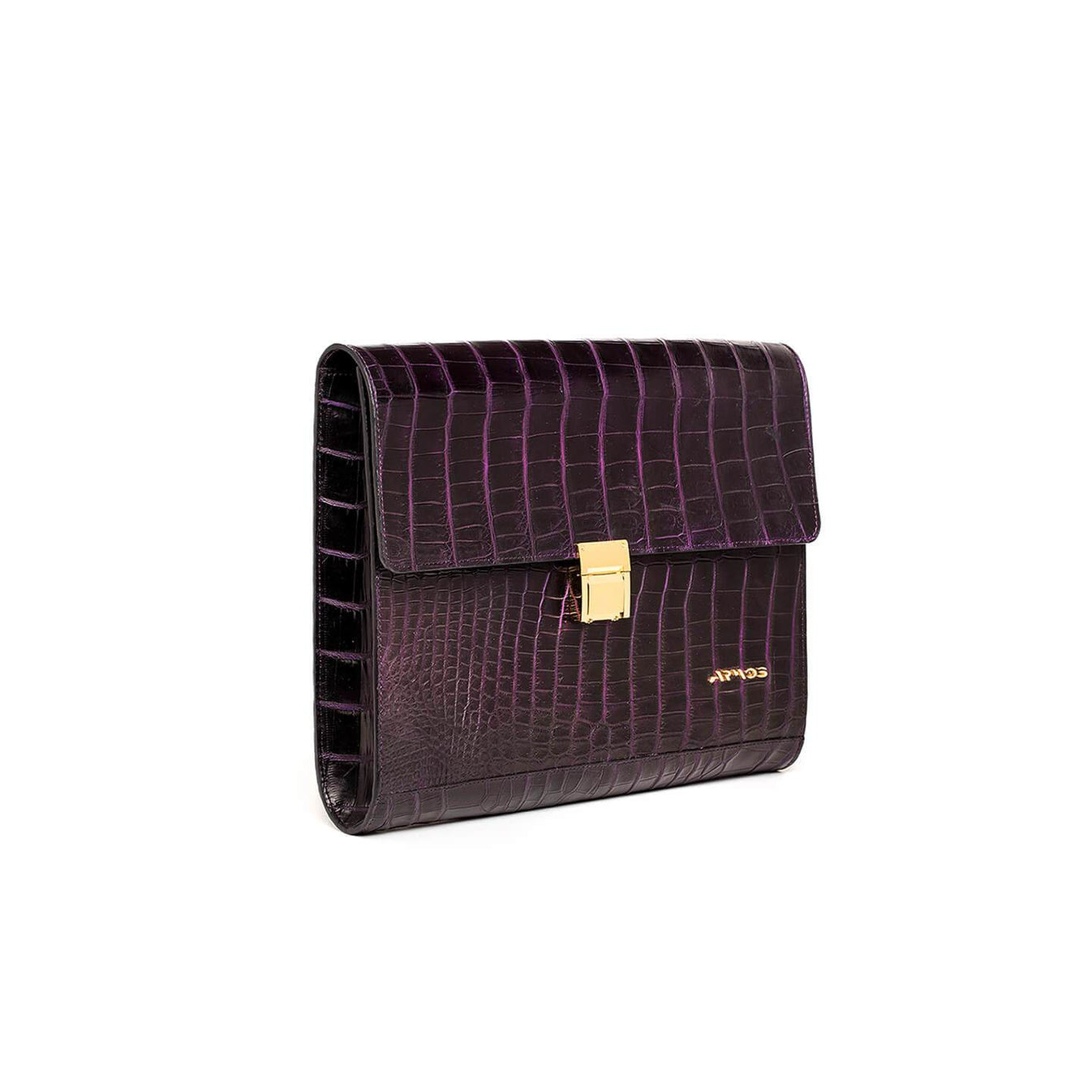 Purple brief of crocodile leather