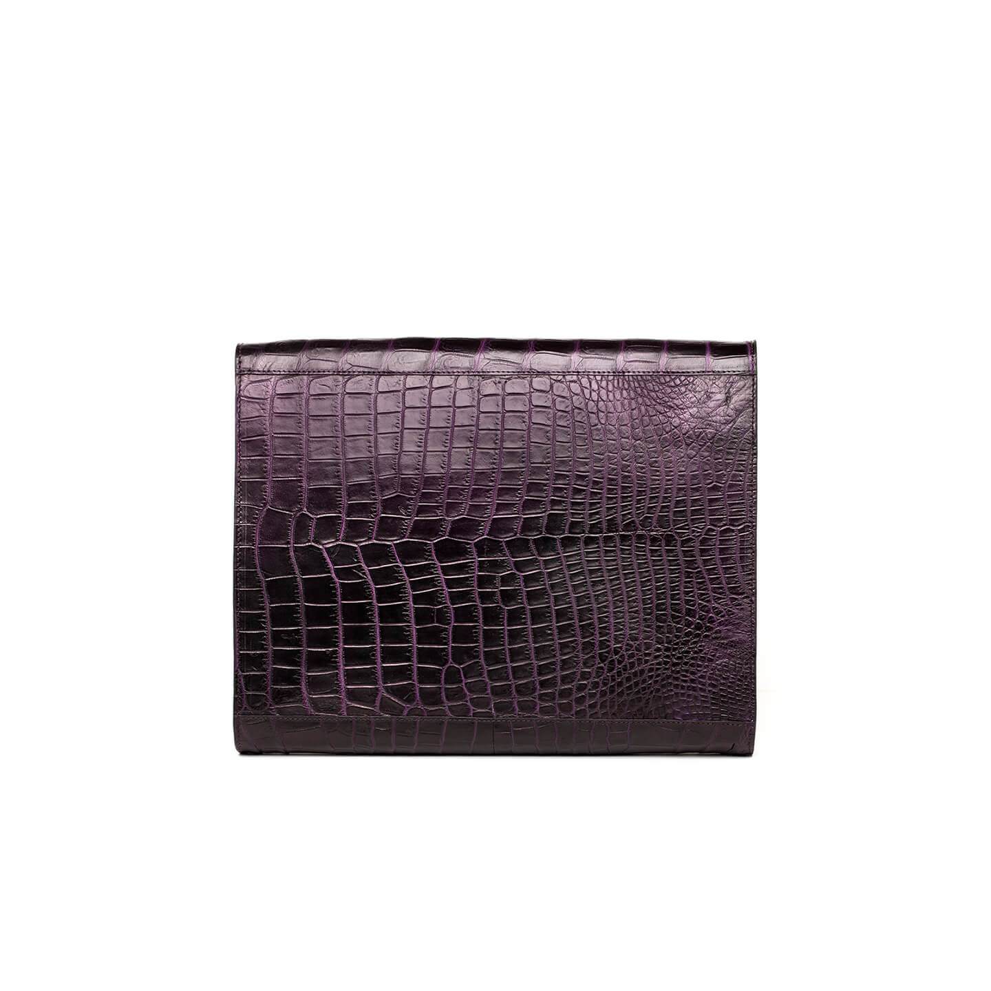 Purple brief of crocodile leather