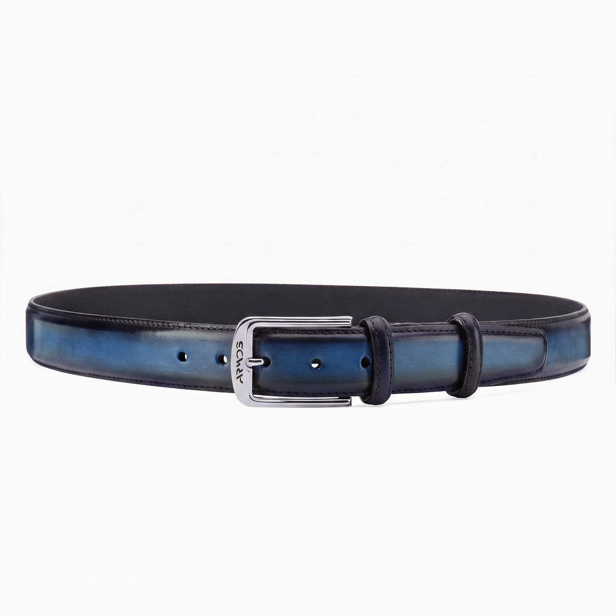 Բնական կաշվից գոտի կապույտ պատինայի էֆեկտով