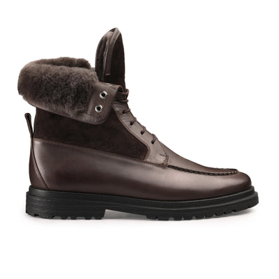 Շագանակագույն երկարաճիտ կոշիկներ մորթիով