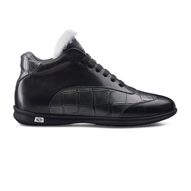 Սև և կանաչ սպորտային կոշիկներ կոկորդիլոսի պրինտով