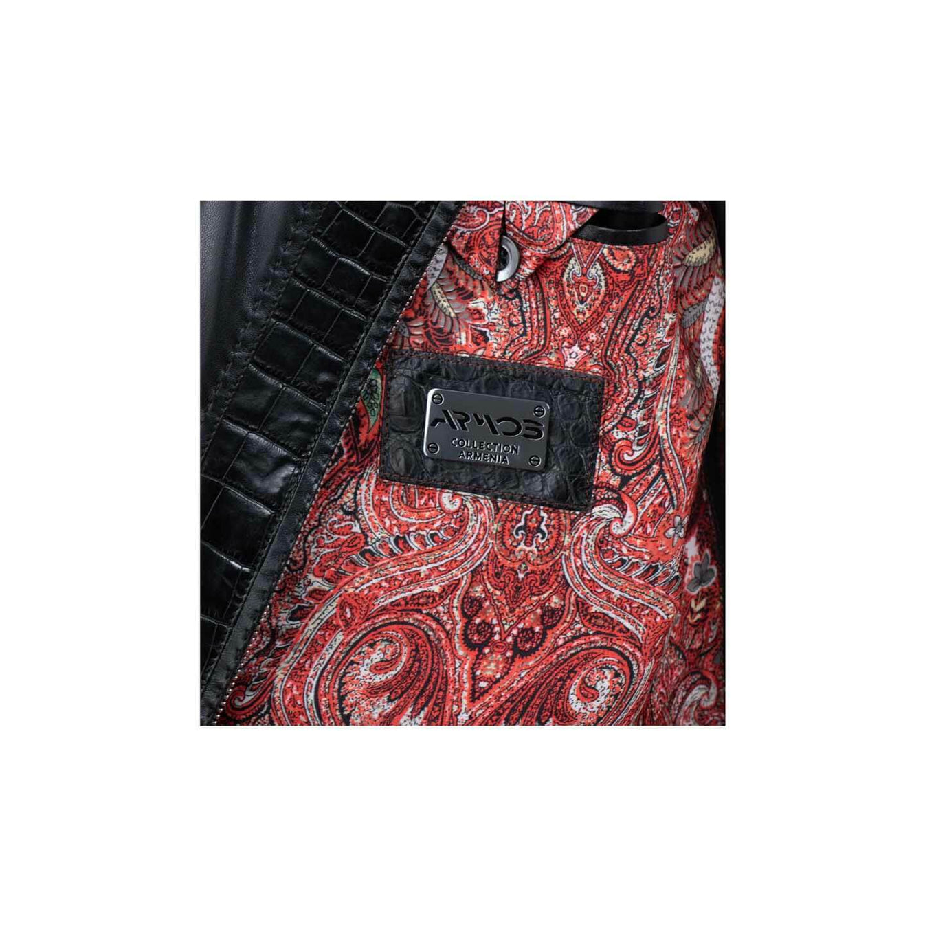 Black jacket with crocodile leather