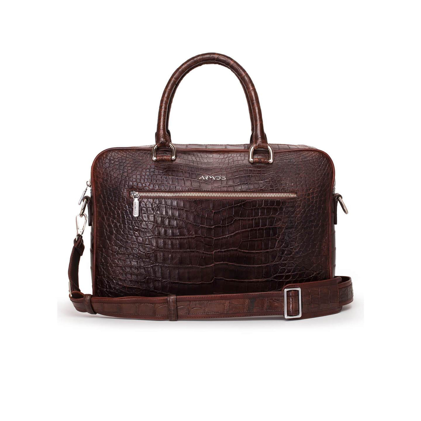 Crocodile leather brown bag
