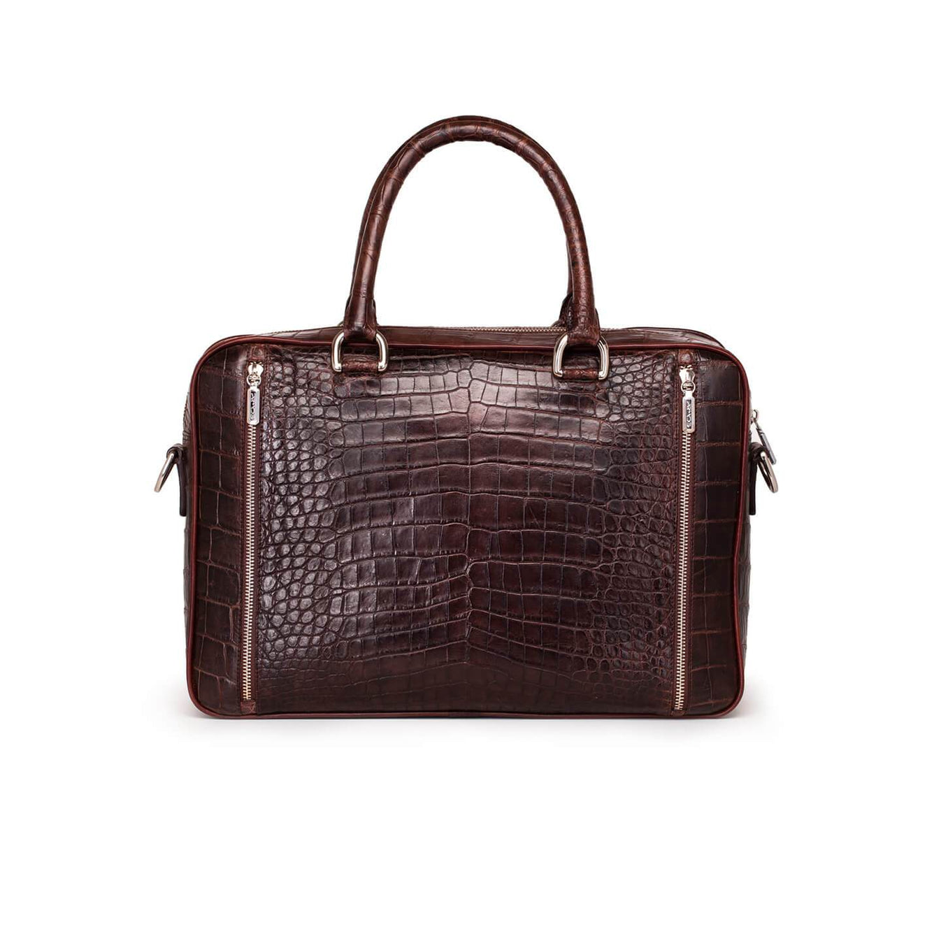 Crocodile leather brown bag